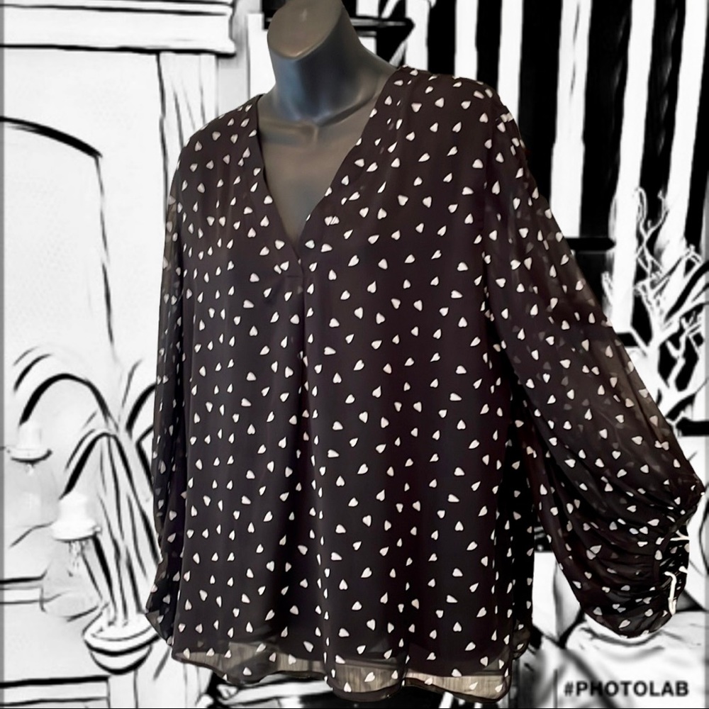 Entro Polka Hearts Blouse Size L - XL